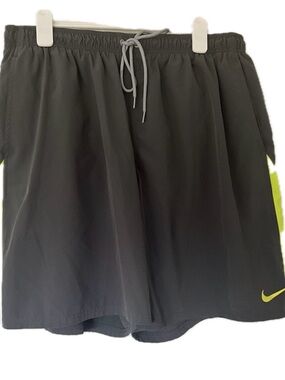 Nike Men’s Black SwimShorts with Yellow-Green Accent